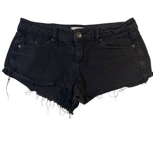 O'Neill Black Denim Shorts Frayed Hem Casual Summer‎ Size 5